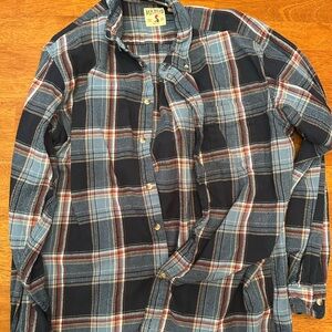 RedHead Men's Light Blue and Navy Plaid Button-Down Shirt